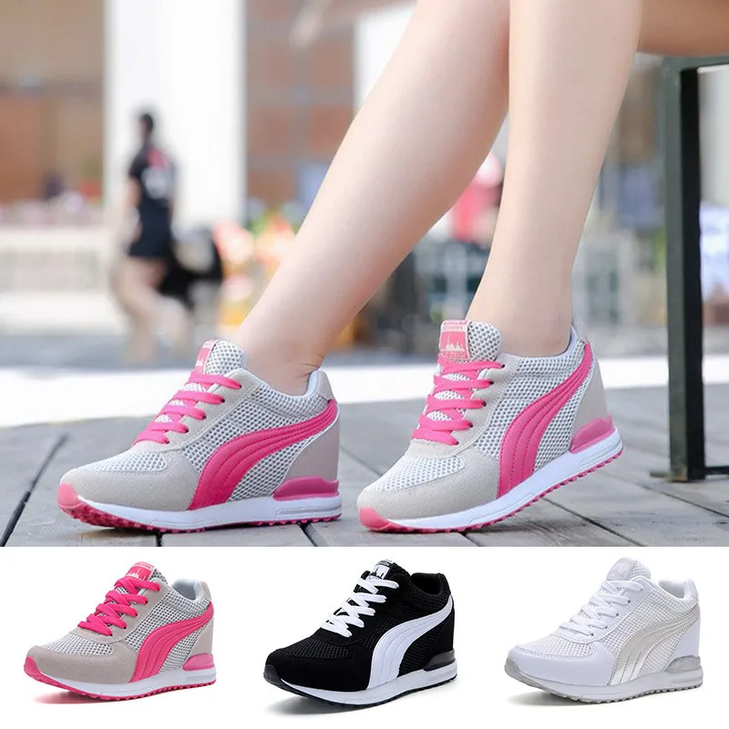 

LIN KING Fashion High Top Women Casual Vulcanized Shoes Wedges Platform Sneakers Height Increase Shoes Lace Up Outdoor Sneakers
