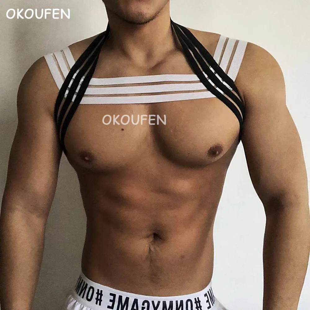 Мужские большие открытые обхватывающие грудь ремни для ночного клуба вечерние