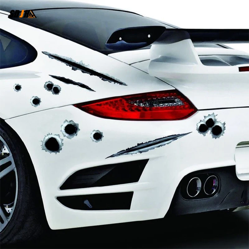 

Car Sticker Simulation car bullet hole crack car sticker 3D Bullet Hole Funny Decal Car-Scratch Bullet Hole Waterproof Stickers
