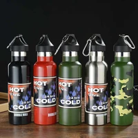 500ml with hook portable sports water bottle double wall insulated thermos bottle hiking cycling vacuum flasks