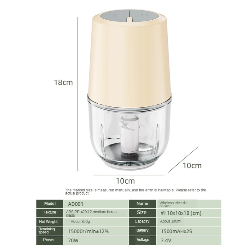 

Electric meat grinder portable 2-speed wireless mixer multifunctional chopper food processor slicer baby food machine