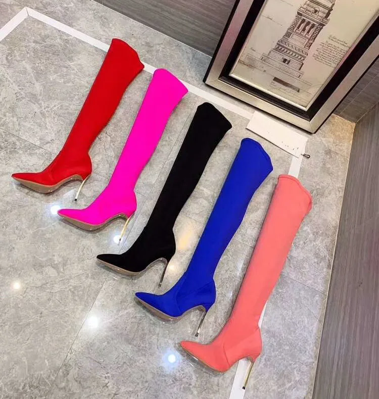 2019 пикантные вечерние сапоги модная замшевая кожаная обувь Женские Сапоги выше