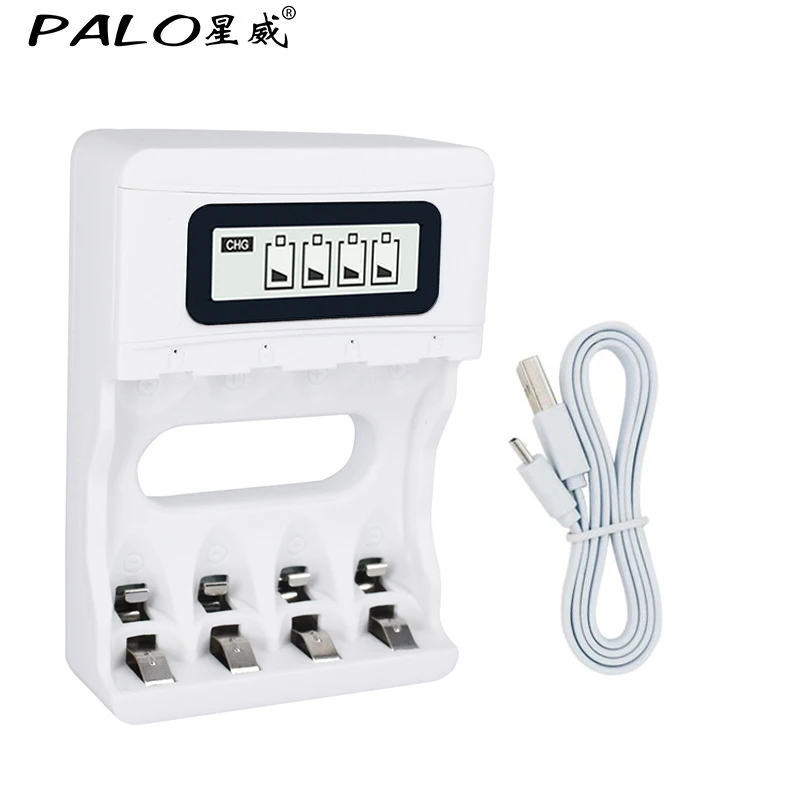charger PALO 4 слота быстрое зарядное устройство ЖК-дисплей Умный интеллектуальный USB зарядное устройство для AA/AAA Ni-CD Ni-MH аккумуляторы - Цвет: charger