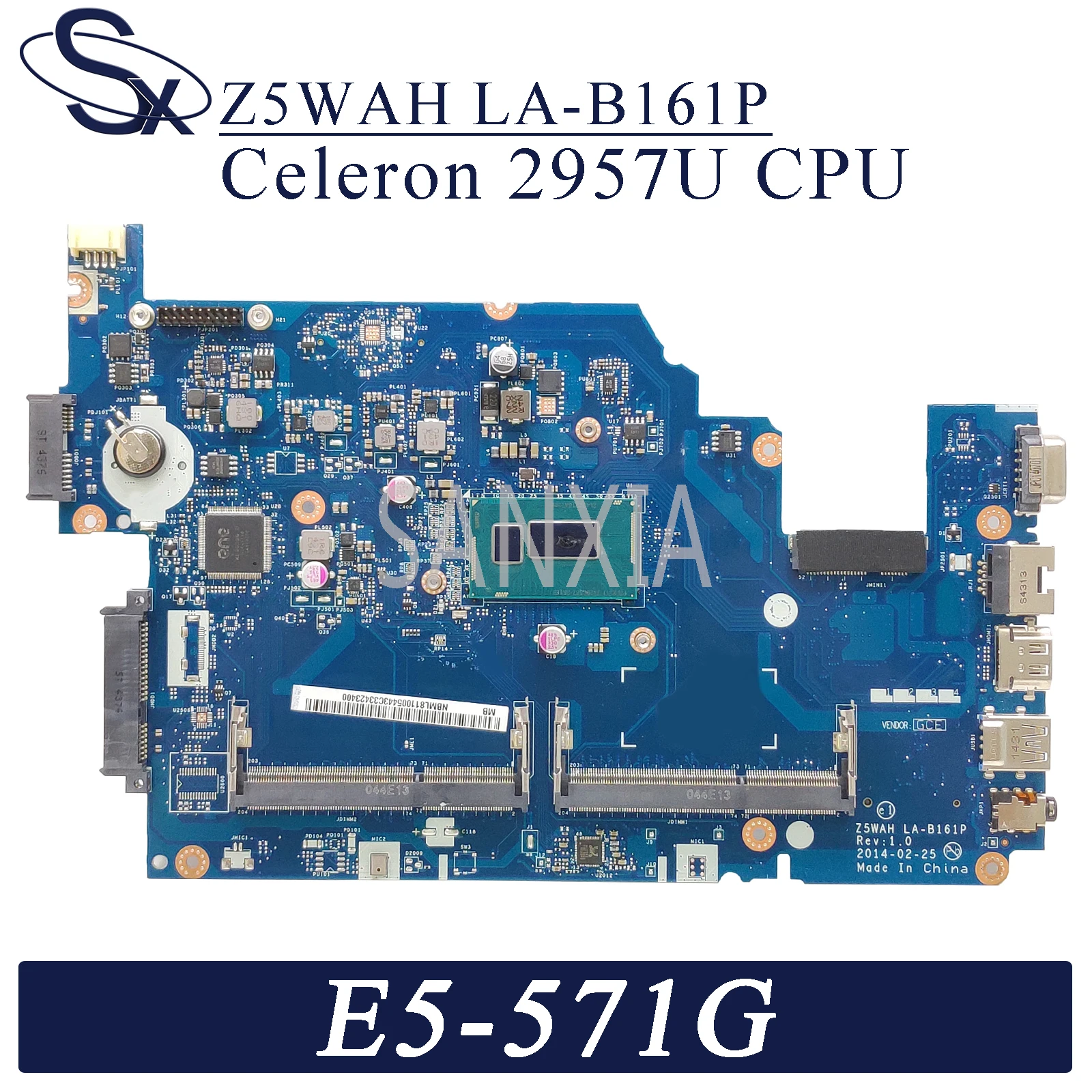 

KEFU LA-B161P Laptop motherboard for Acer E5-571G original mainboard Celeron 2957U CPU