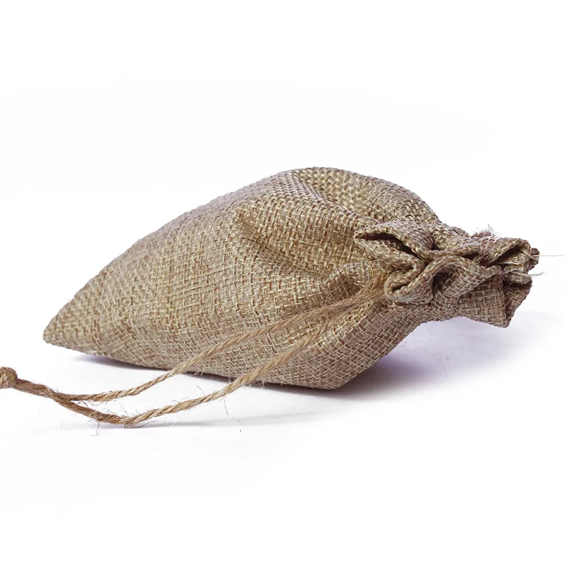 5 шт. натуральная Мешковина льняная Джутовая сумка на шнурке Подарочные мешки