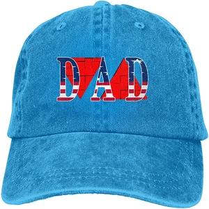 Proud American Flag Dad Sports Denim Cap Adjustable Unisex Plain Baseball Cowboy Snapback Hat