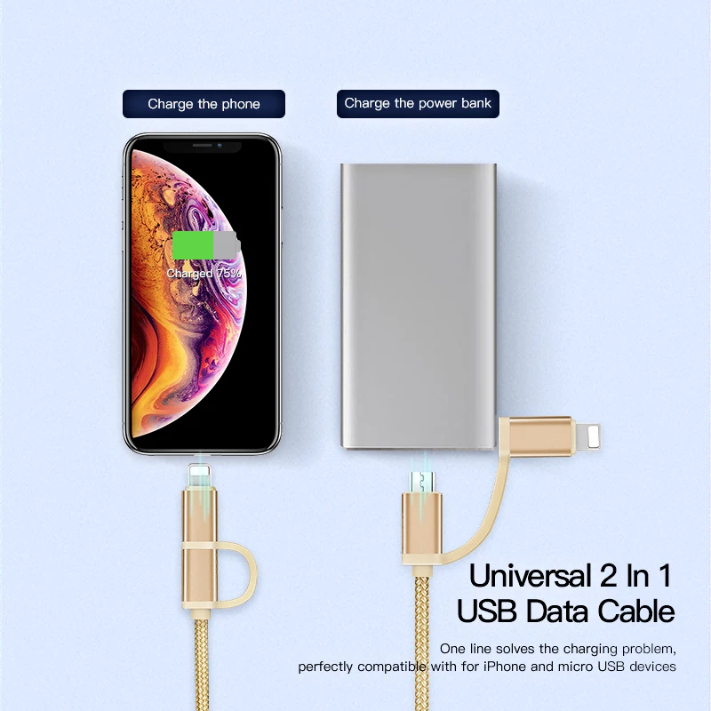 ! ACCEZZ 2 в 1 Micro USB Lighting зарядка 8 Pin для IPhone 11 Pro IPad Mini кабели зарядного устройства samsung