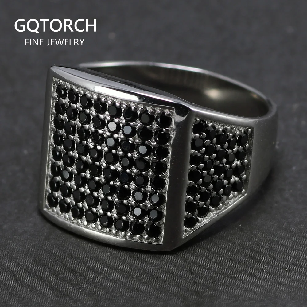 Мужское обручальное кольцо с черным фианитом|Кольца| |