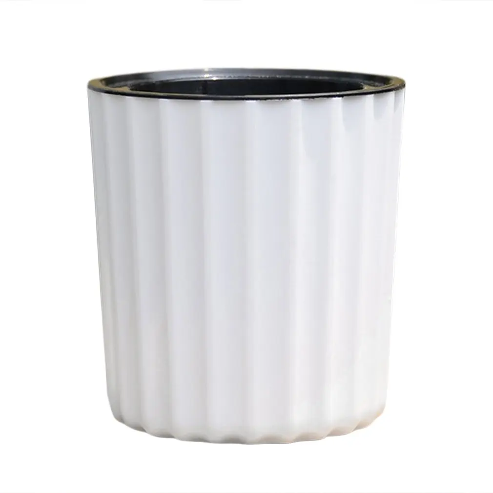 

New Automatic Vertical Stripes Round Shape Self Watering Plant Flower Pot Planter For Desktop Table Floor Garden Home Decoration