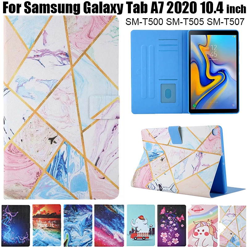 

В виде геометрических фигур чехол для Samsung Galaxy Tab A7 10,4 дюймовый кожаный задний чехол планшет Funda для Galaxy Tab A7 2020 10,4 чехол SM-T500 SM-T505 T507