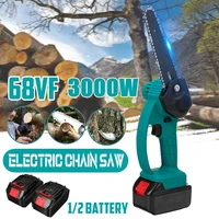 6 inch 68v 3000w mini electric chain saw with 2pcs battery woodworking pruning chainsaw one handed garden logging power tool