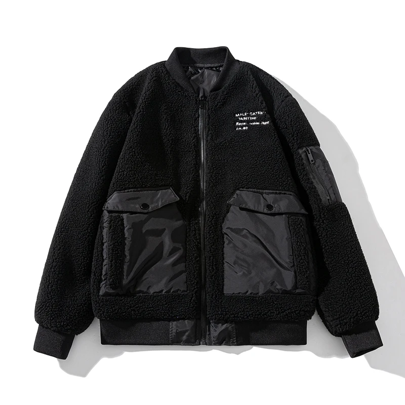 

Men Cashmere Baseball Jackets Mens Harajuku Thicken Warm Jackets Male Hot Sale Outerwear Streetwear Coats Brand Men's Clothing