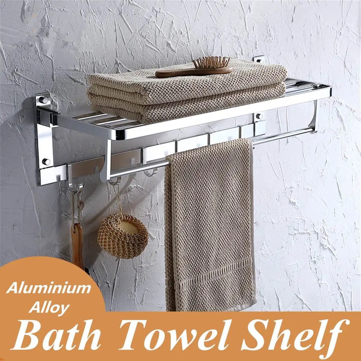 

2 Tiers Towel Rack Punch-Free Shower Holder Bathroom Accessories Folding Wall Organizer Hooks Foldable Holders Towel Racks