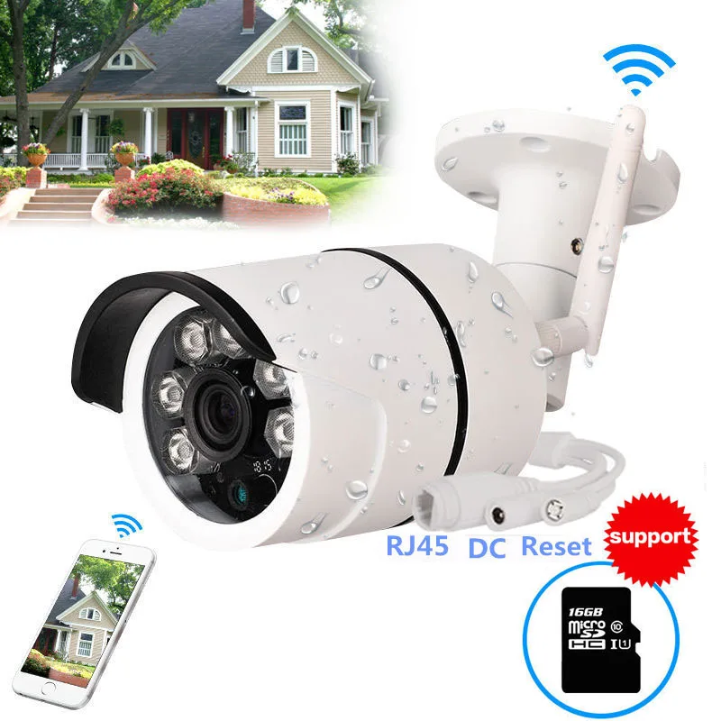 CCTV наружная Водонепроницаемая цилиндрическая IP камера Wifi Беспроводная камера наблюдения S слот для карты памяти CCTV камера ночного видения