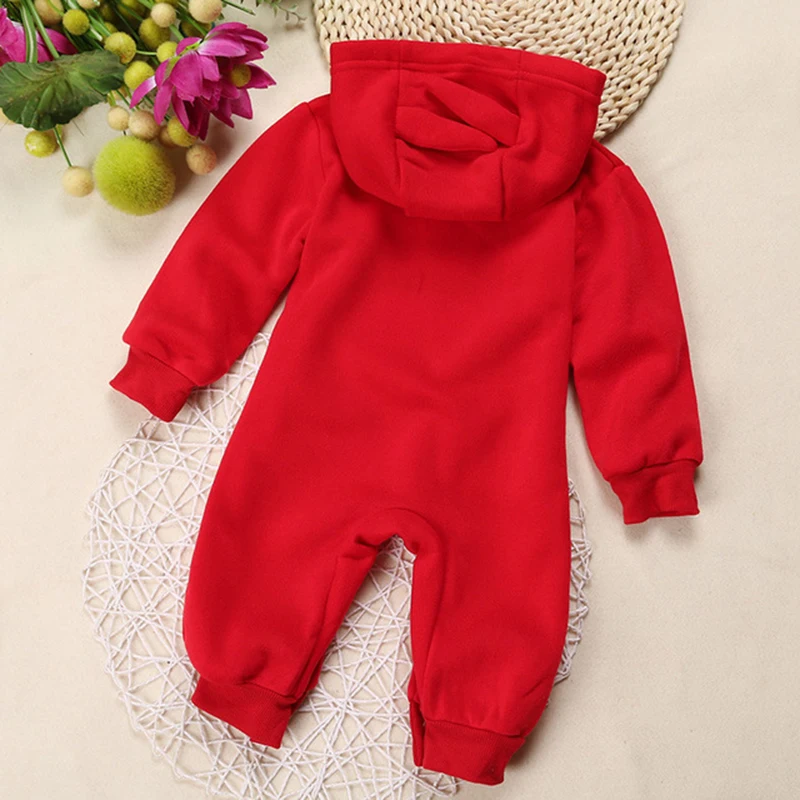 Серый комбинезон на молнии с капюшоном и принтом для новорожденных девочек