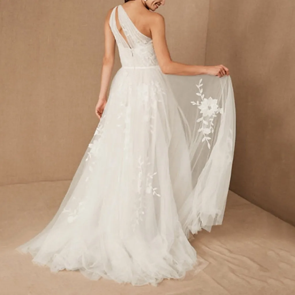 Женское платье на одно плечо JAYCOSIN белое с открытой спиной элегантное Кружевное