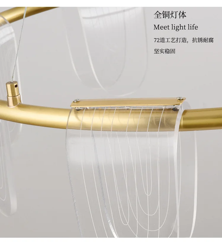 

Postmodern all copper simple bedroom lamps creative light luxury personality Chinese living room dining room chandelier