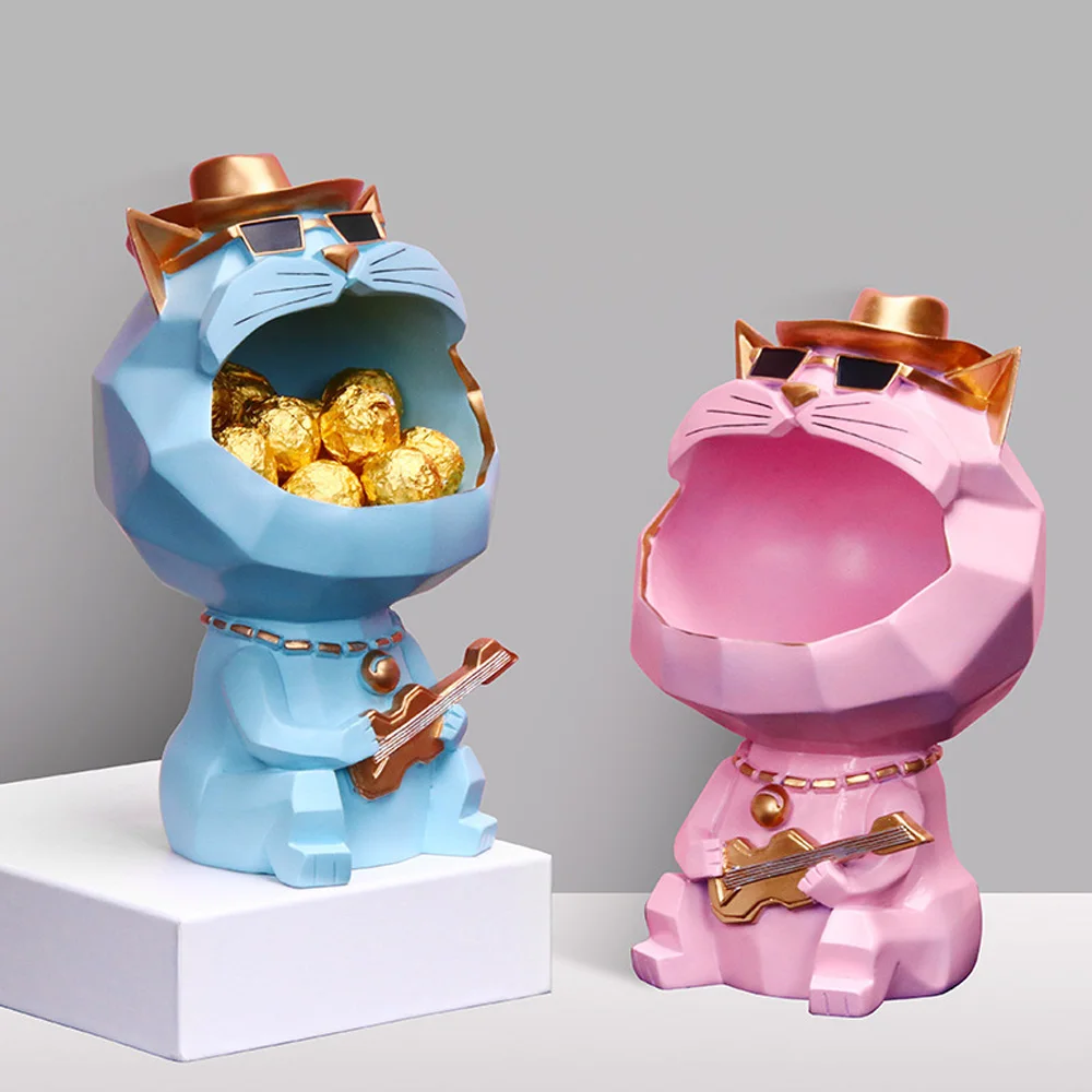 Стильный фигурка кошки домашнего украшения коробка для хранения смолы Искусство