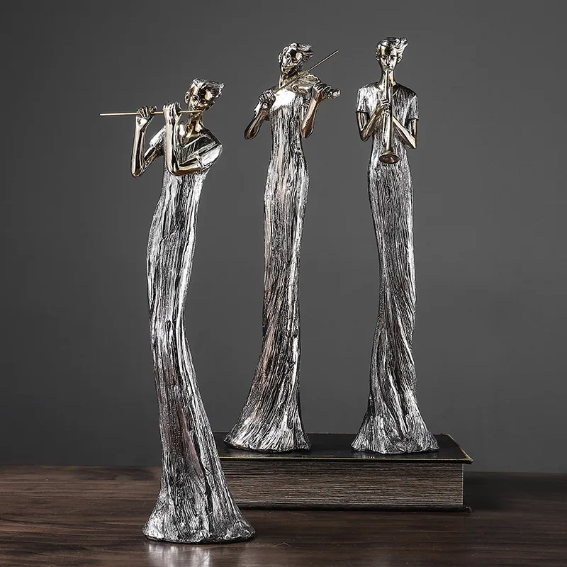 

European Instrumentalist Resin Crafts Elegant Musician Desktop Decorations Living Room Creative Music Girl Ornaments Sculpture