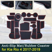 anti slip car door rubber cup cushion red gate slot pad for kia rio 4 x line rio 20172019 interior accessories 2017 2018 2019