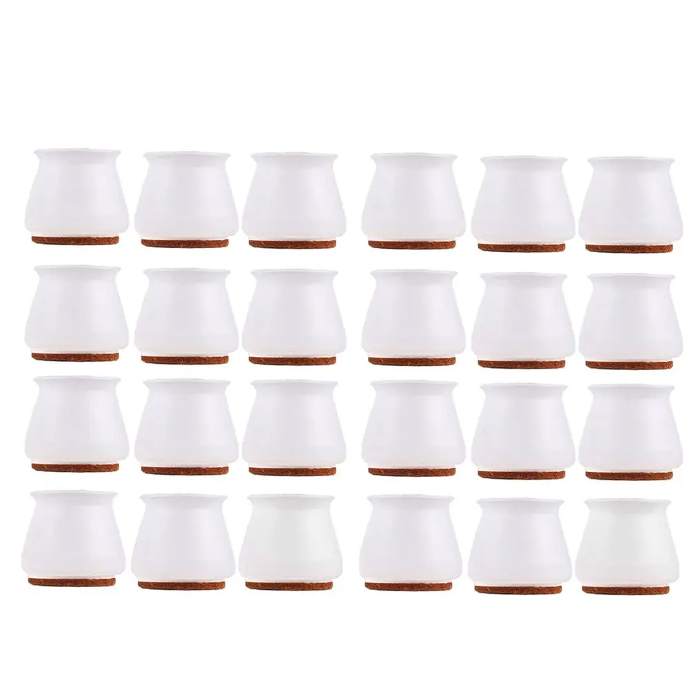 

24 PCS Chair Leg Caps With Felt Bottom Round Silicone Chair Leg Covers For Mute Furniture Moving Felt Cover