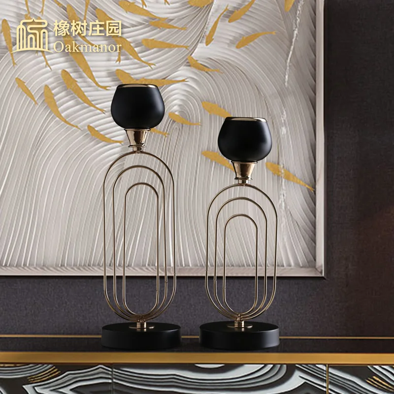 Роскошный подсвечник для гостиной черный геометрический креативный