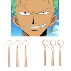 Новинка 2021, серьги в стиле аниме ророноа Зоро, модные аксессуары, металлическое Золотое ушное кольцо, крючок для ушей, аксессуары для косплея, реквизит, подарок