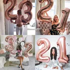 32-дюймовые цифры-шары из алюминиевой фольги, розовые золотые цифры-шары, украшение для дня рождения, для детей и взрослых, для свадьбы, стойка-шарик