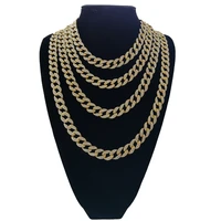 15mm mens hip hop iced out cuban chain cuban link chain necklace bling bling unisex rock gold jewelry 16 30 inch alloy