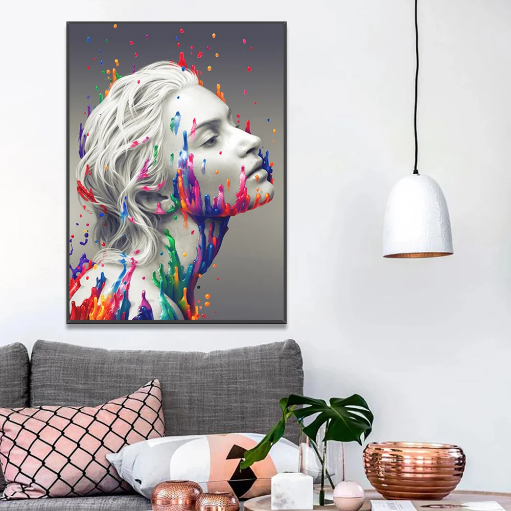 

Sexy woman Colorful Canvas Painting Wall Art Watercolor Portrait Canvas Poster For Living Room Nordic Home Decorate Mural