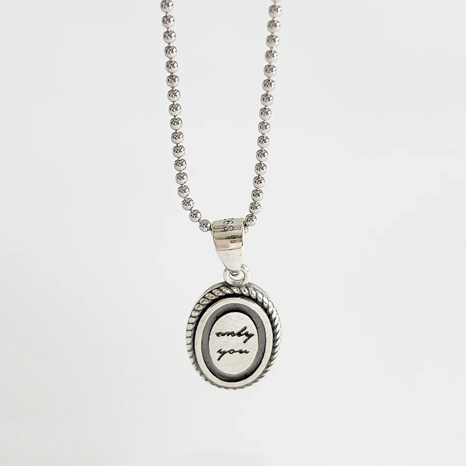 Маленькая Подлинная ретро-бусина, Серебряное колье с искусственными бусинами и надписью «Only You» овальной формы