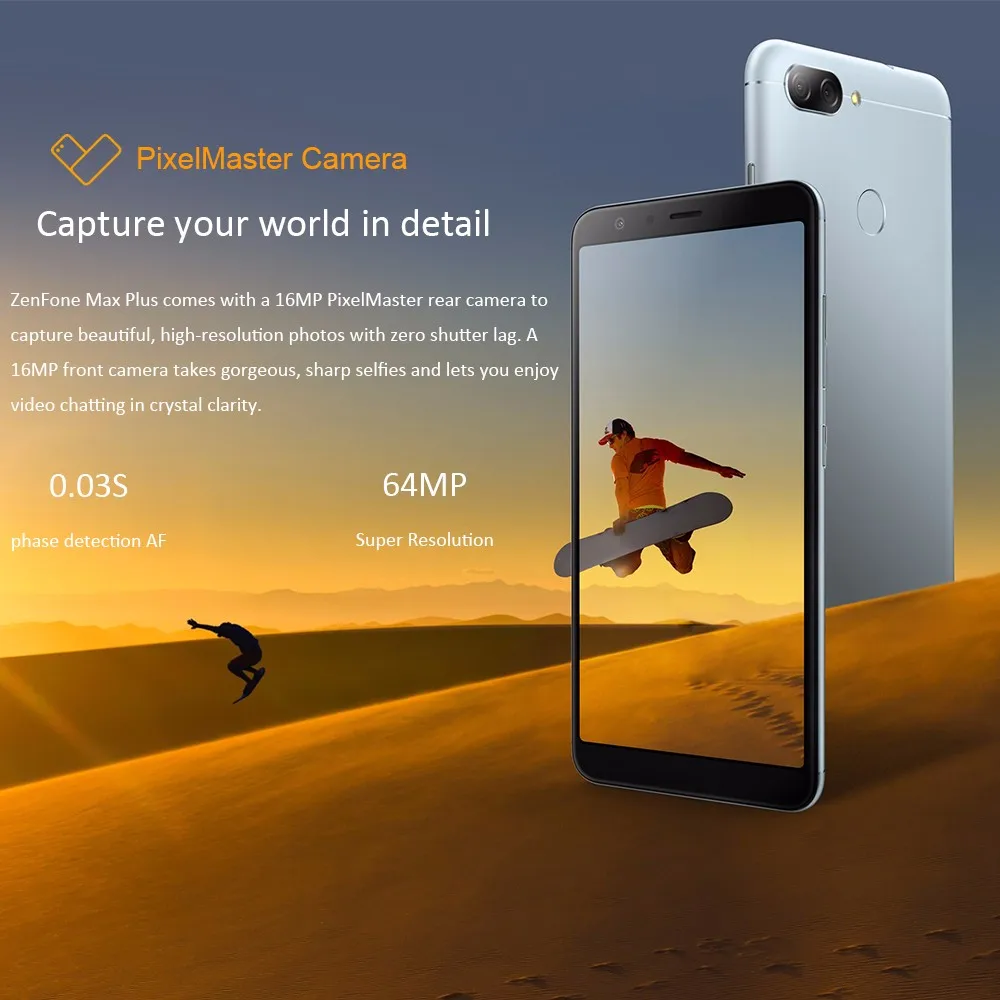 Смартфон ASUS Zenfone Max Plus ZB570TL, четыре ядра, 4 Гб ОЗУ, 64 Гб ПЗУ, 5,7 дюймов, полный экран, 4130 мА/ч, мобильный телефон с отпечатком пальца