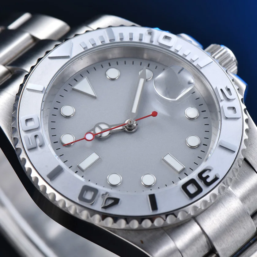 

Correct version 2021 new yacht sterile gray surface men's automatic mechanical watch stainless steel strap silver 19