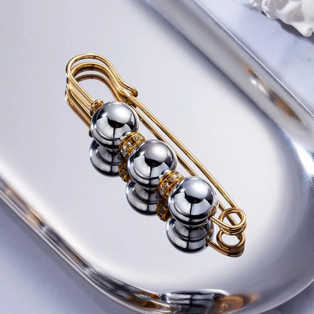 Высокое качество винтажная Золотая булавка-брошь имитация жемчуга большая