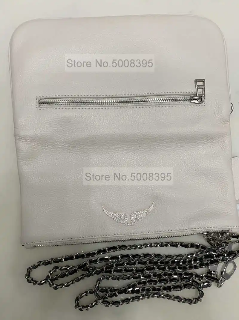 

IN STOCK 2021 Woman Classic White Messenger bag One Shoulder Bag 2 Chains Straps Small with Zipper