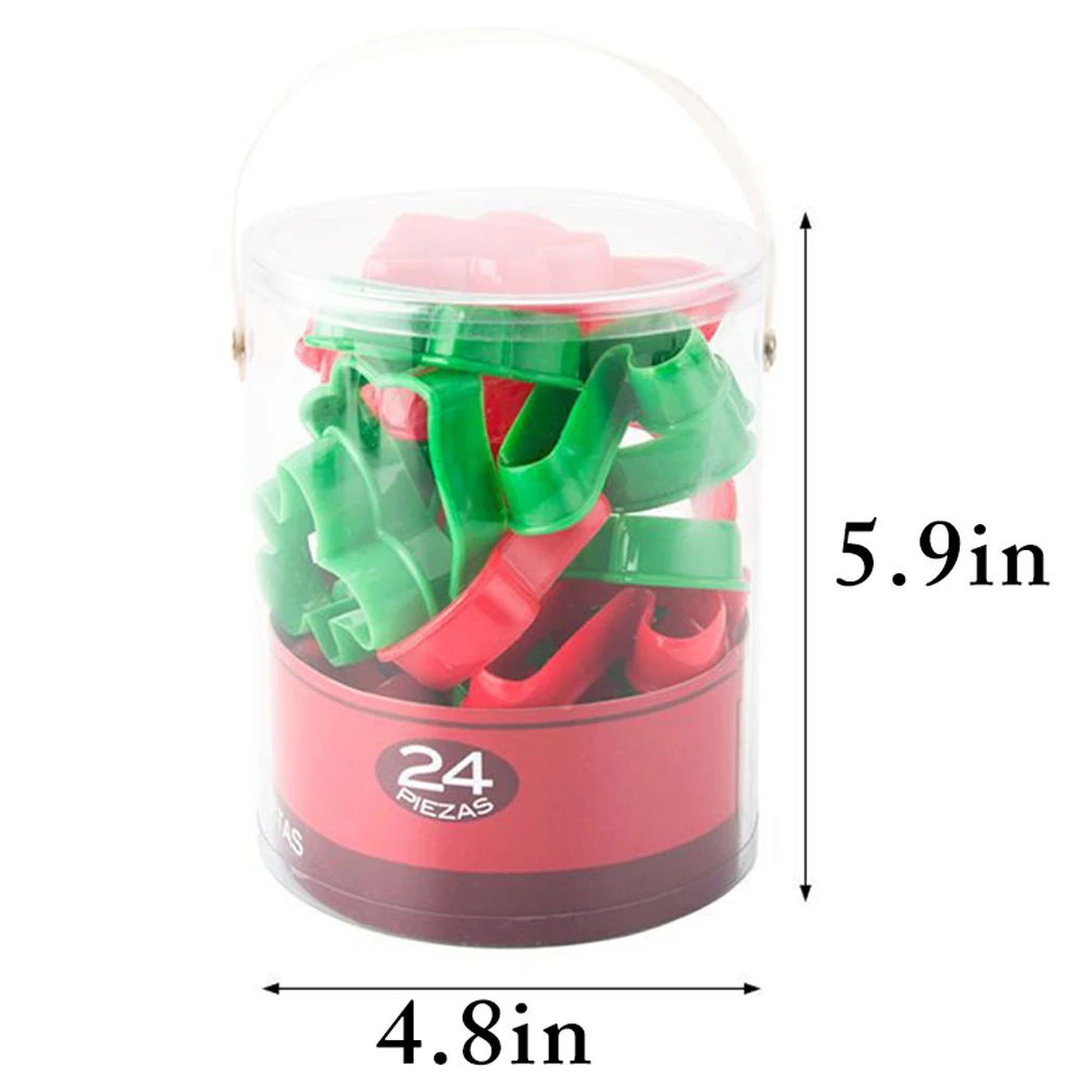 

24pcs Christmas Fondant Mold Tree Bell Gingerbread Man Shape Cookie Cutter Safety PP Plastic Biscuit Baking Mold Kitchen Supply