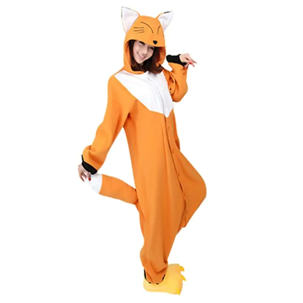 

Fox Anime Flannel Kigurumi Pajamas Family Pajamas Sets One Piece Adult Hooded Jumpsuits Pijamas Unisex Sleepwear