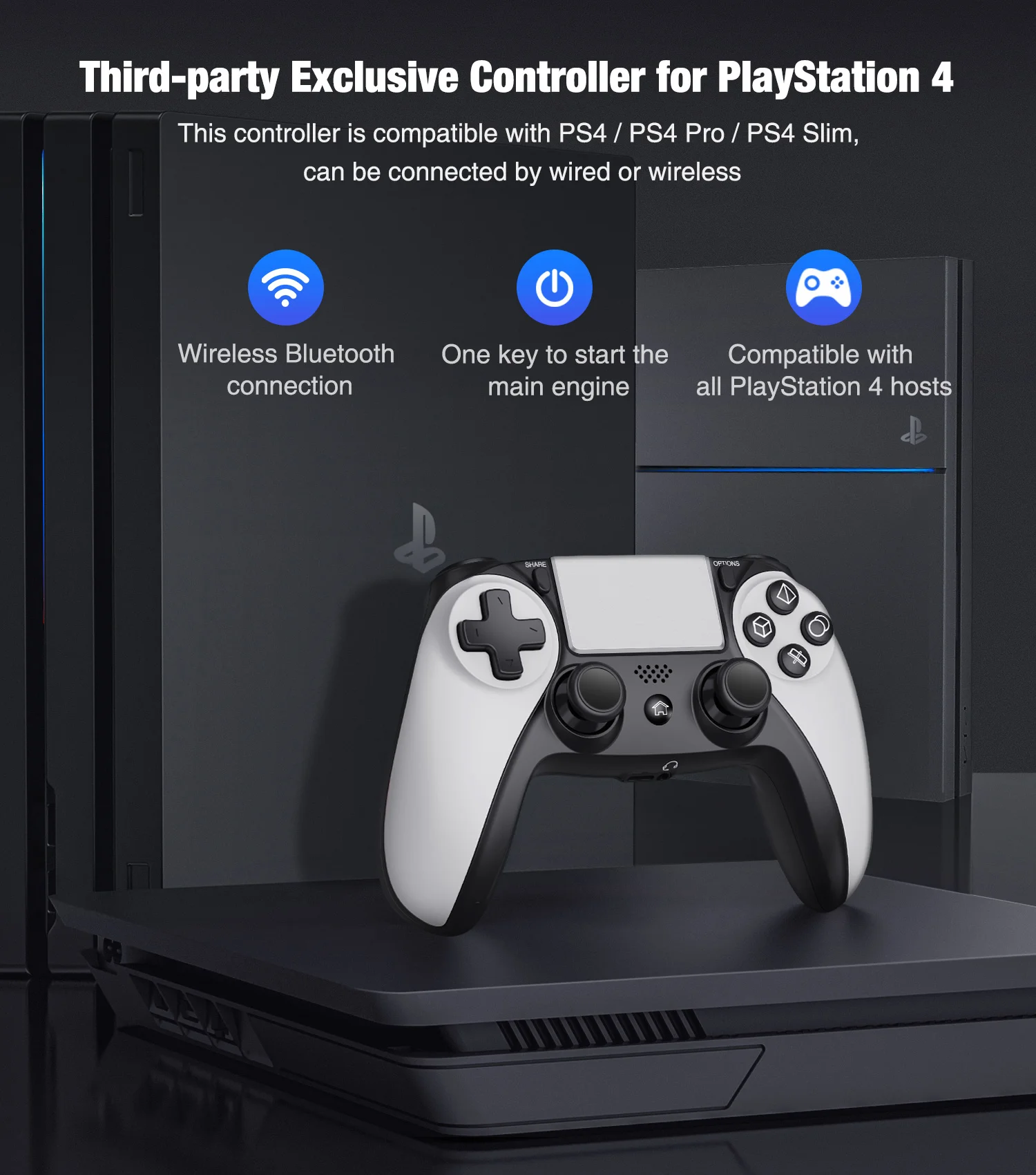 Беспроводной геймпад для PS4 контроллер Playstation 4/Pro/Slim с сенсорной