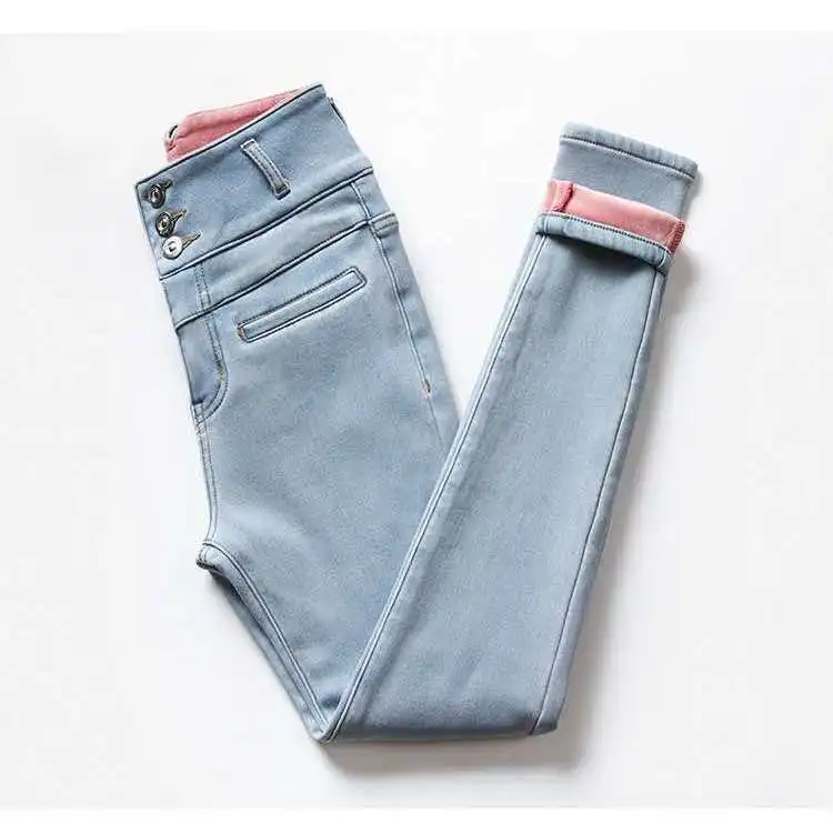 

Woman Jeans Pants Autumn Winter High Waist Stretch Tight Women's Skinny Trousers Pencil Pants