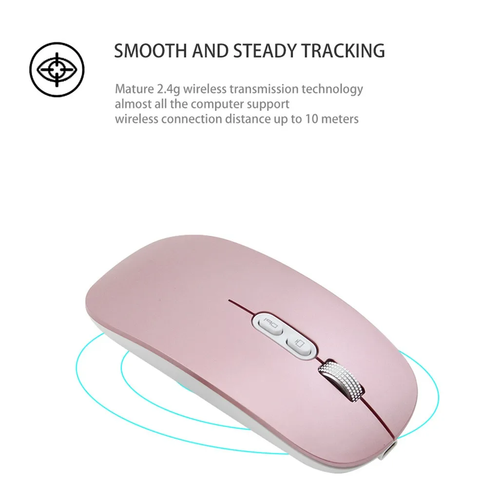 Перезаряжаемая Беспроводная игровая мышь 2 4G металлическая Бесшумная оптическая