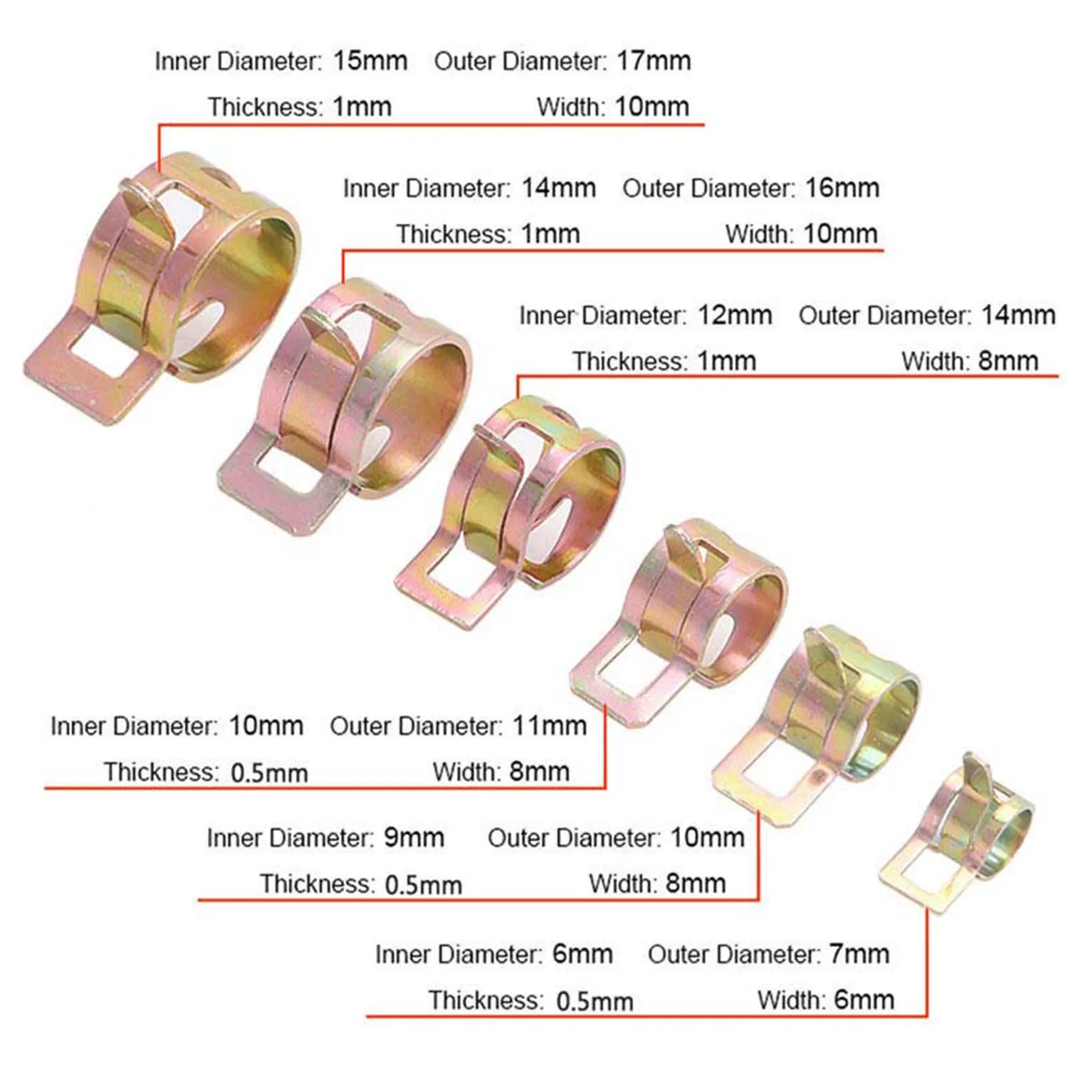 

Fuel Oil 60pcs Set Pipe Tube Clamps Hose Kit 10mm 14mm 6mm 6~15mm Clip