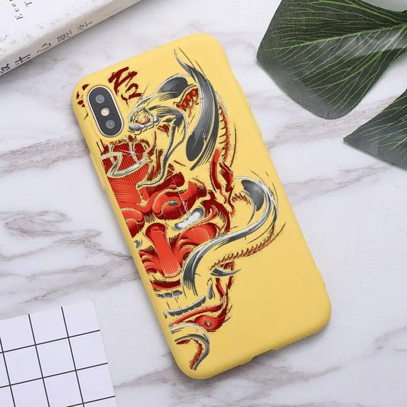 

Japanese samurai oni mask Phone Case Candy Color for iPhone 6 7 8 11 12 s mini pro X XS XR MAX Plus