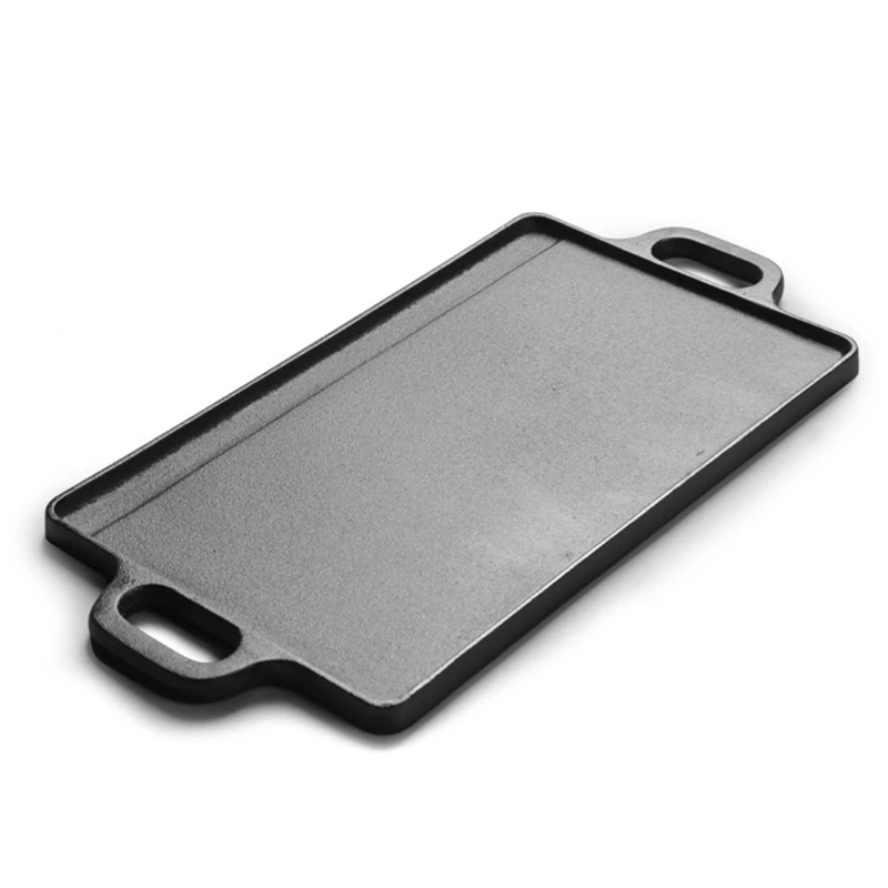 Чугунный непокрытый прямоугольный двусторонний лоток для барбекю в полоску