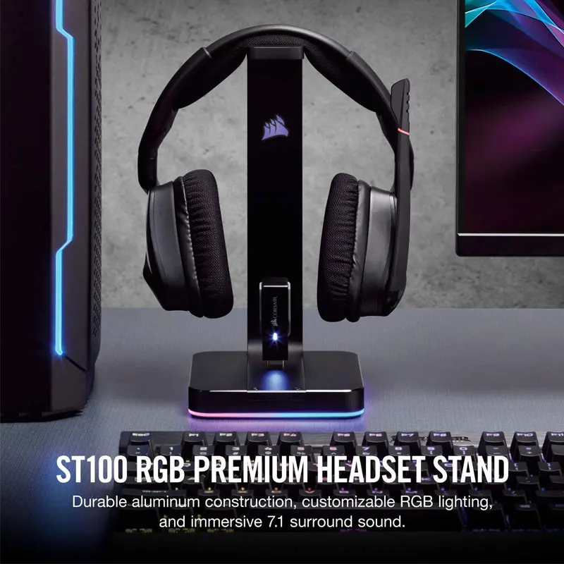 Высококачественная подставка для гарнитуры Corsair ST100 RGB с объемным звуком 7 1-3 5 мм и