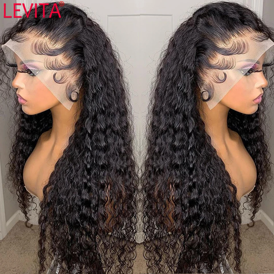 Curly Deep Wave Frontal Wig Brazilian Natural Human Hair Wig PrePlucked Closure Wig 30 Inch Lace Front Human Hair Wigs For Women