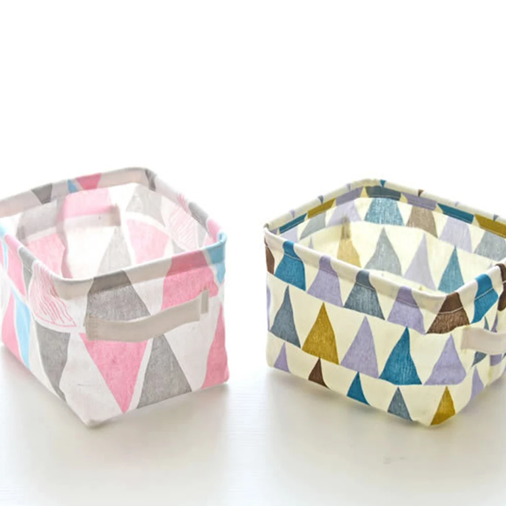 Треугольная корзина для хранения из хлопковой и льняной ткани настольная мусора