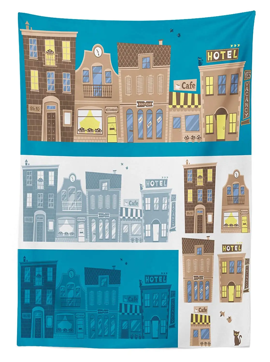 Детская карта города уличная скатерть магазины в городе кафе ресторан Здание