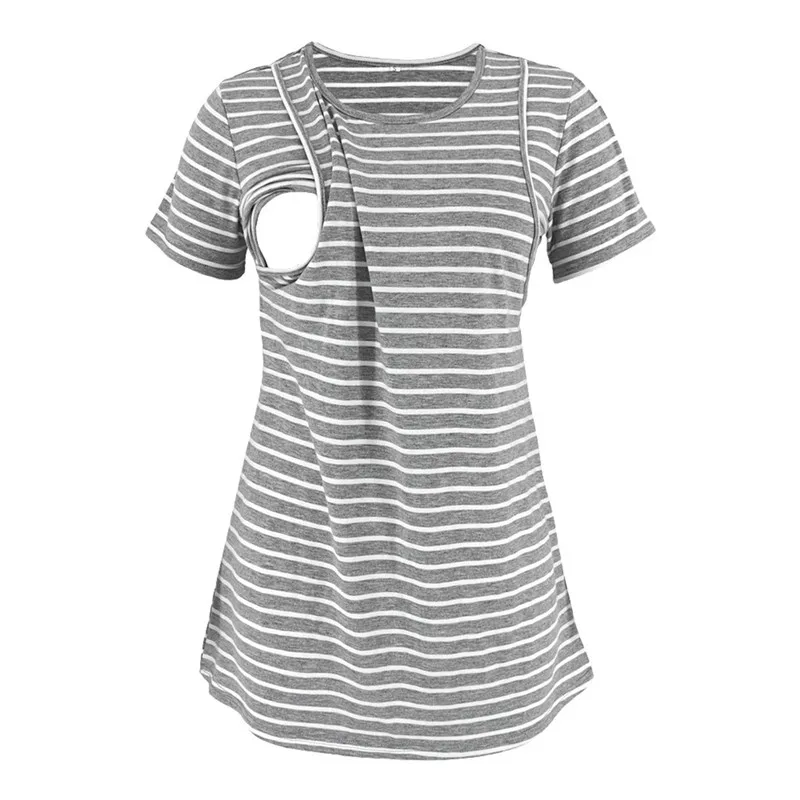 Женская рубашка для беременных топ кормления футболка мам летние модные