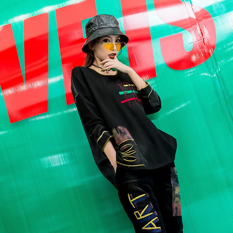 Max LuLu/ модные корейские осенние женские футболки, топы, джинсовая одежда в стиле панк, женские футболки с вышивкой, Повседневная камуфляжная футболка