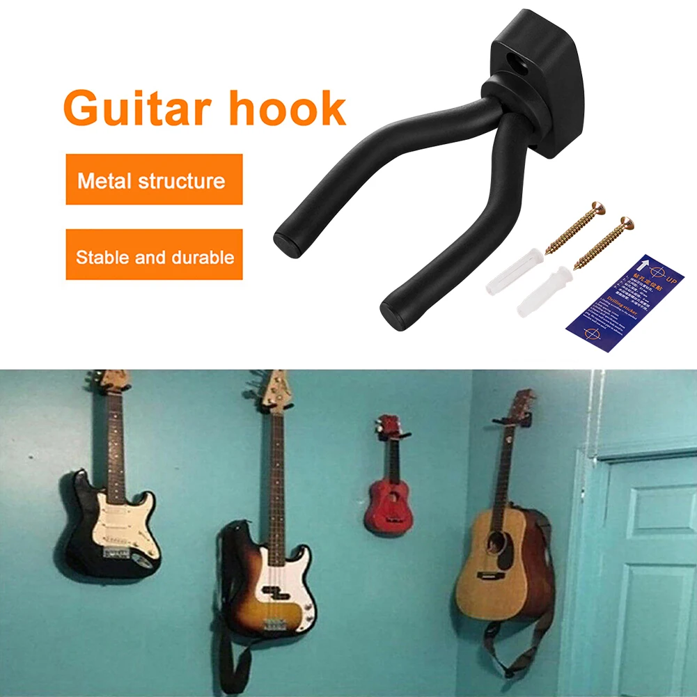 

1pcs Guitar Hanger Hook Holder Wall Mount Stand Rack Bracket Display Guitar Bass Screws Accessories Universal 2021 New black Hot